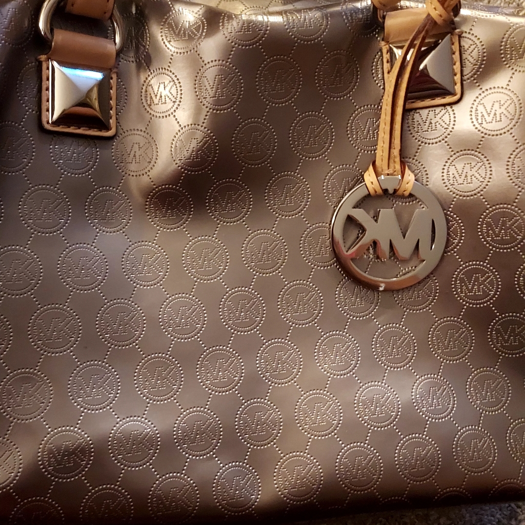 Michael Kors Pewter Metallic Grayson Boston Speedy Bag 13.5 X 10 X 9